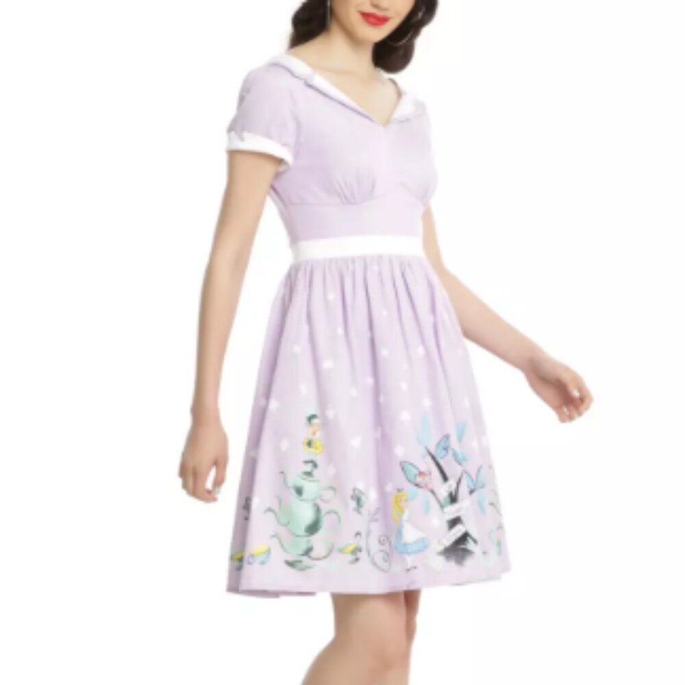 Hot Topic Disney Alice In Wonderland Purple Tea Party Retro Dress